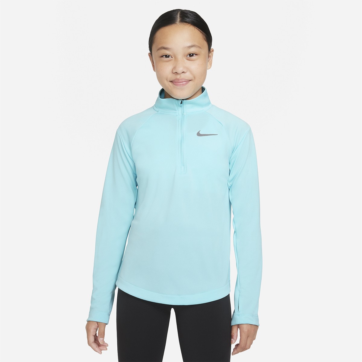 Теннисная футболка детская Nike Girls 1/2 Zip Long Sleeve Top blue