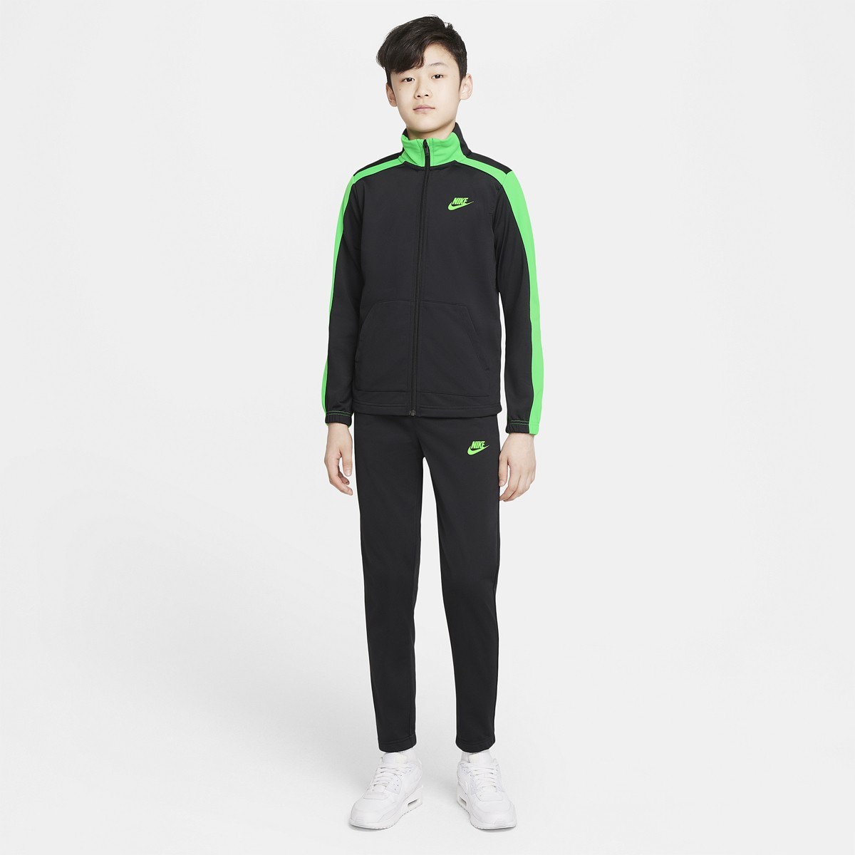Спортивный костюм детский Nike Swoosh Poly Tracksuit black/green spark/green strike