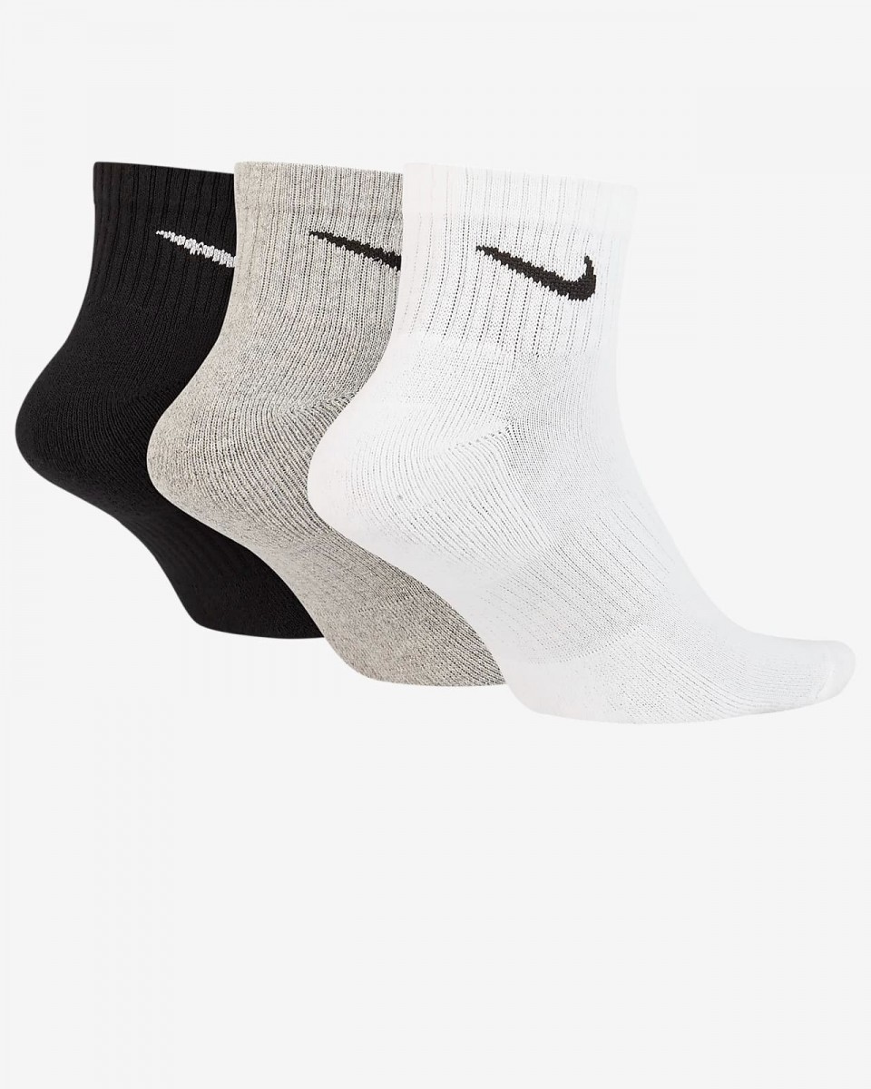 Nike Everyday Cushioned Quarter Ankle 3-pack/black/grey/white