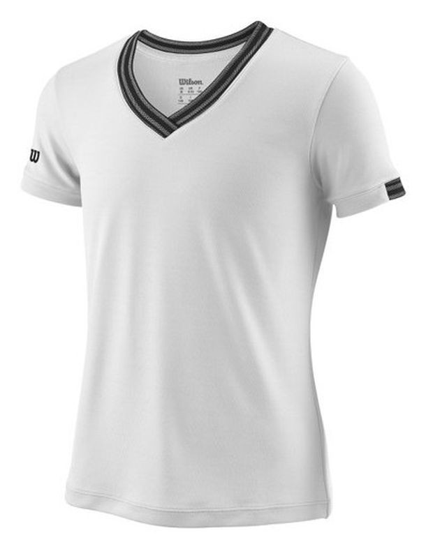 Теннисная футболка детская Wilson Team V-Neck T-Shirt white/black