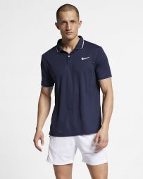 Теннисная футболка мужская Nike Court Dry Team Polo obsidian/white/white/white