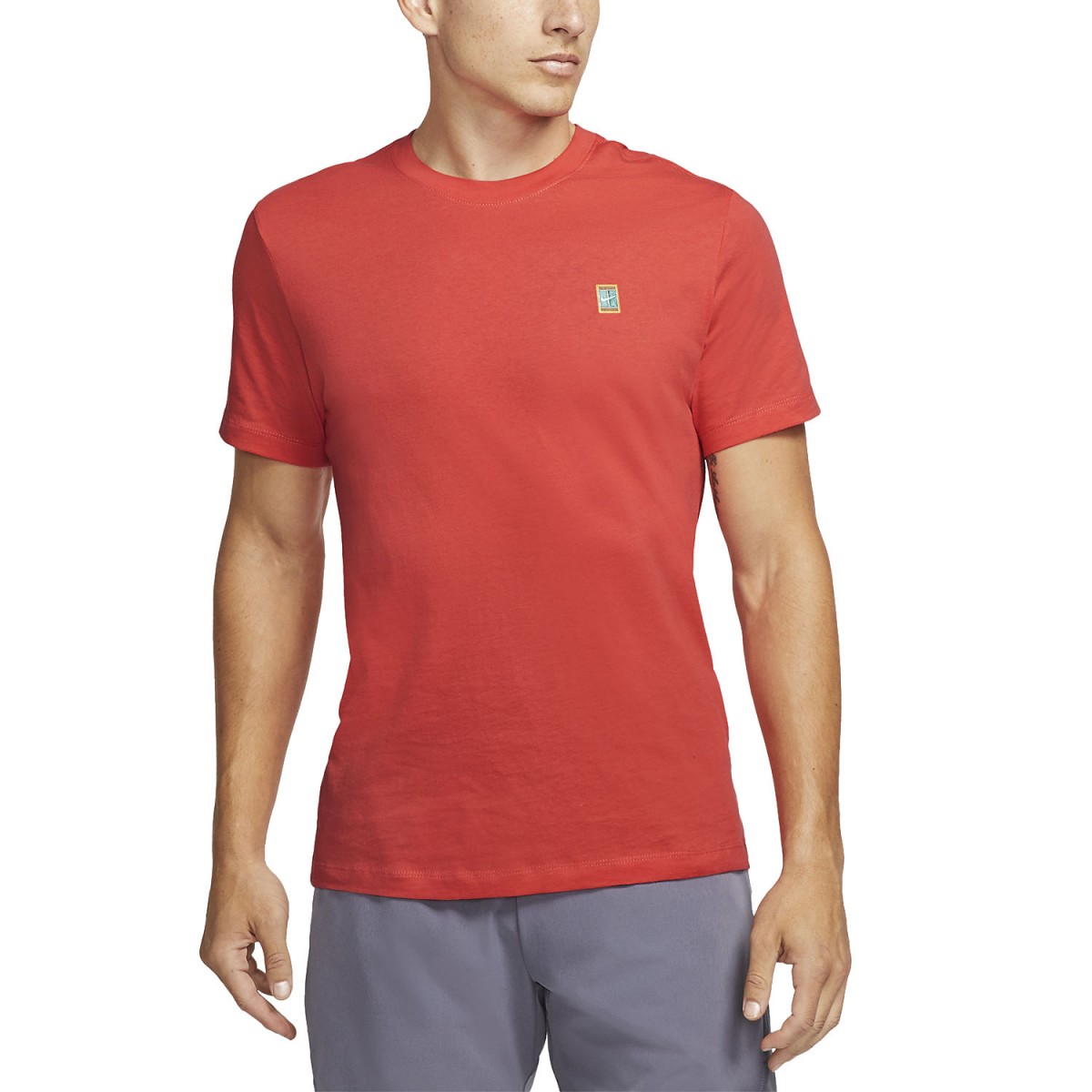 Теннисная футболка мужская Nike Court T-Shirt habanero red/habanero red
