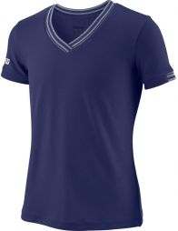 Тенісна футболка дитяча Wilson Team V-Neck T-Shirt blue depths Тенісна футболка дитяча Wilson Team V-Neck T-Shirt blue depths