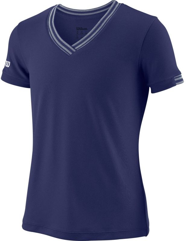 Теннисная футболка детская Wilson Team V-Neck T-Shirt blue depths