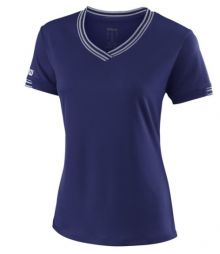 Теннисная футболка женская Wilson Team V-Neck T-Shirt Women blue depths