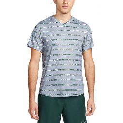 Теннисная футболка мужская Nike Court Striped Victory Top ashen slate/white