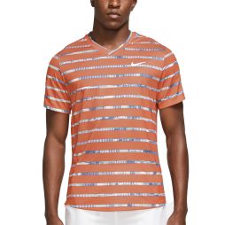 Теннисная футболка мужская Nike Court Striped Victory Top madder root/white