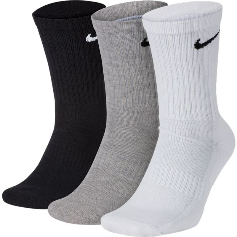 Nike Everyday Cotton Lightweight Crew 3-pack/black/white/grey