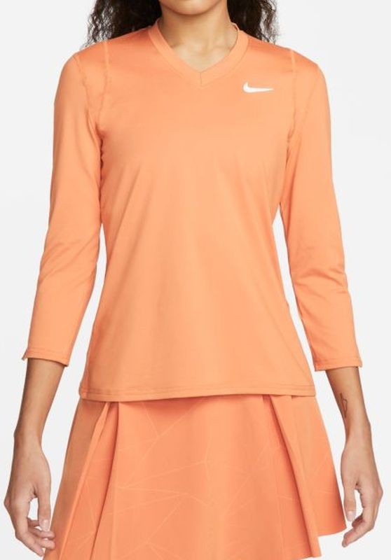 Теннисная футболка женская Nike Court Victory Top 3/4 Sleeve hot curry/white