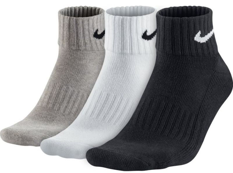 Nike Value Cushioned Quarter Ankle 3-pack/white/black/grey
