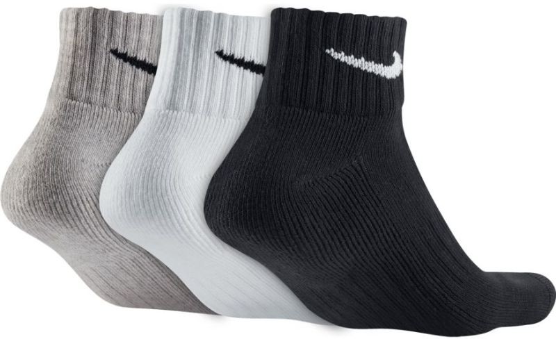 Nike Cushioned Quarter Ankle 3-pack/white/black/grey