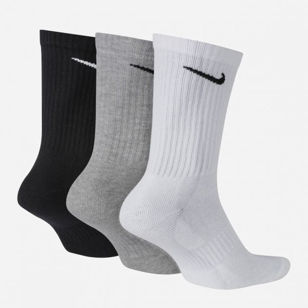 Nike Everyday Cotton Cushioned Crew 3-pack/black/white/grey