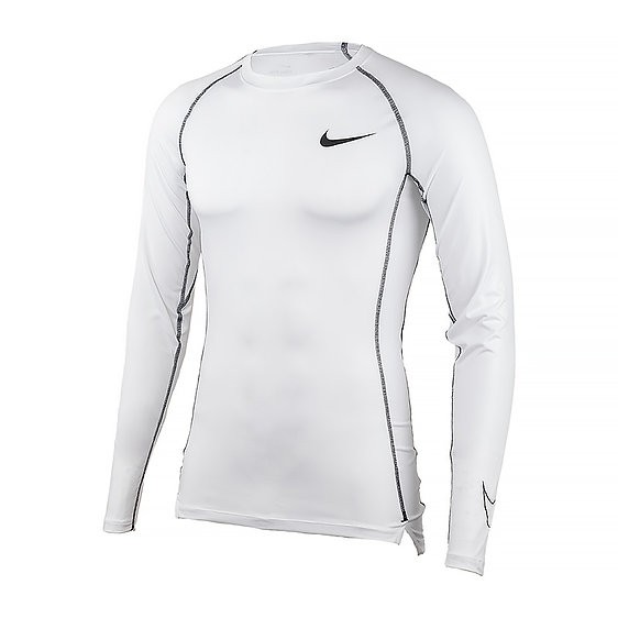 Термофутболка мужская Nike Pro Dri-Fit Tight Top LS white/black/black