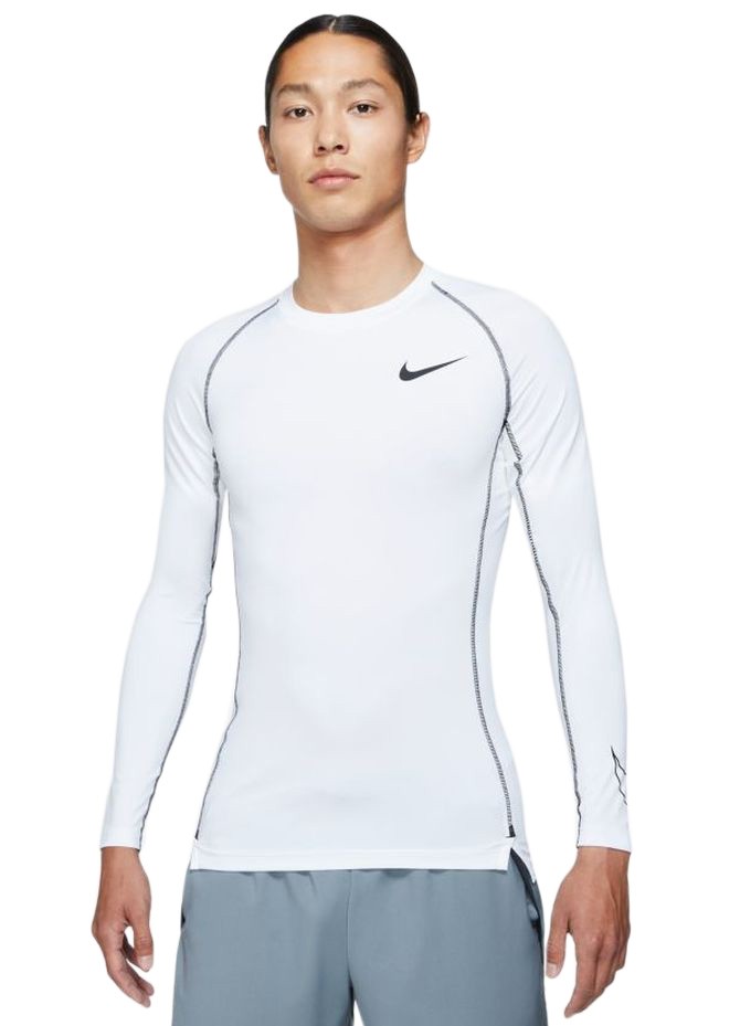 Термофутболка мужская Nike Pro Dri-Fit Tight Top LS white/black/black