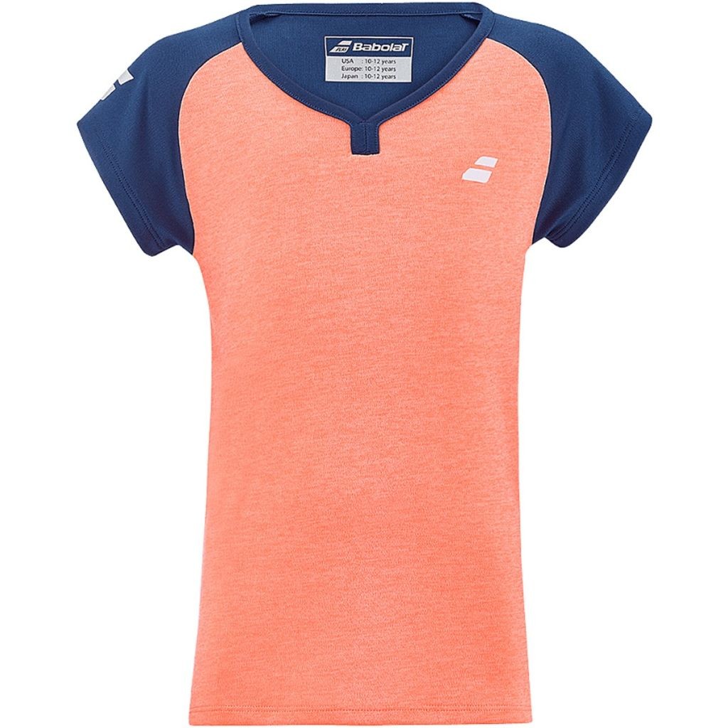 Теннисная футболка детская Babolat Play Cap Sleeve Top Girl fluo strike/estate blue
