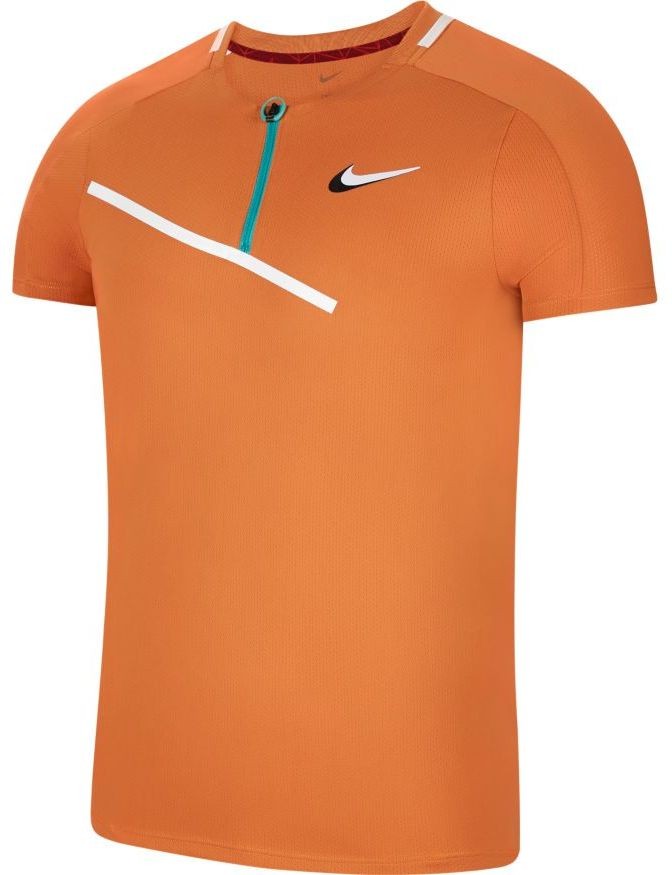 Тенісна футболка чоловіча Nike Spring Slam Ultimate Zip Polo hot curry/white