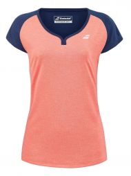 Тенісна футболка жіноча Babolat Play Cap Sleeve Top Women fluo strike/estate blue Тенісна футболка жіноча Babolat Play Cap Sleeve Top Women fluo strike/estate blue
