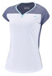 Тенісна футболка жіноча Babolat Play Cap Sleeve Top Women white/blue heather Тенісна футболка жіноча Babolat Play Cap Sleeve Top Women white/blue heather