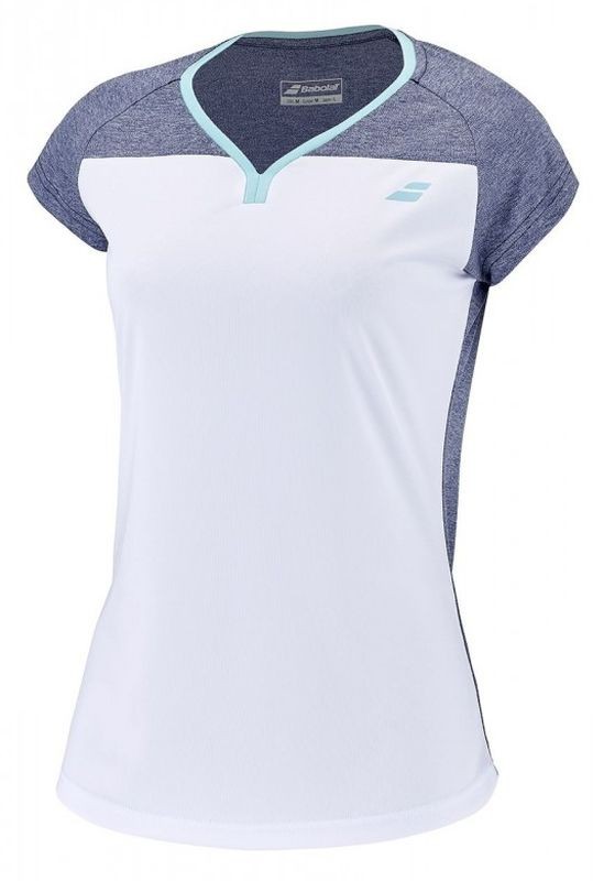 Теннисная футболка женская Babolat Play Cap Sleeve Top Women white/blue heather