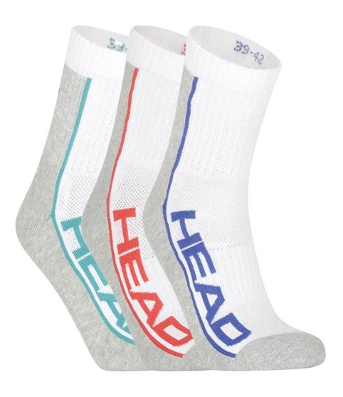 Head Performance Short Crew 3-pack/white/grey/multicolor