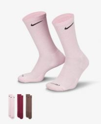 Nike Everyday Plus Cushioned Crew 3-pack/pink/burgundy/brown Nike Everyday Plus Cushioned Crew 3-pack/pink/burgundy/brown
