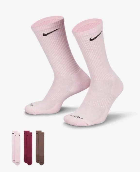 Nike Everyday Plus Cushioned Crew 3-pack/pink/burgundy/brown
