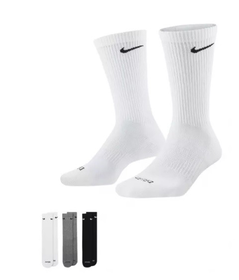 Nike Everyday Plus Cushioned Crew 3-pack/black/grey/white