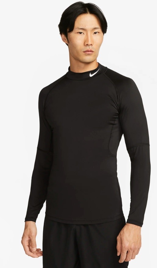 Термофутболка мужская Nike Pro Mock-Neck Long-Sleeve Top black/white