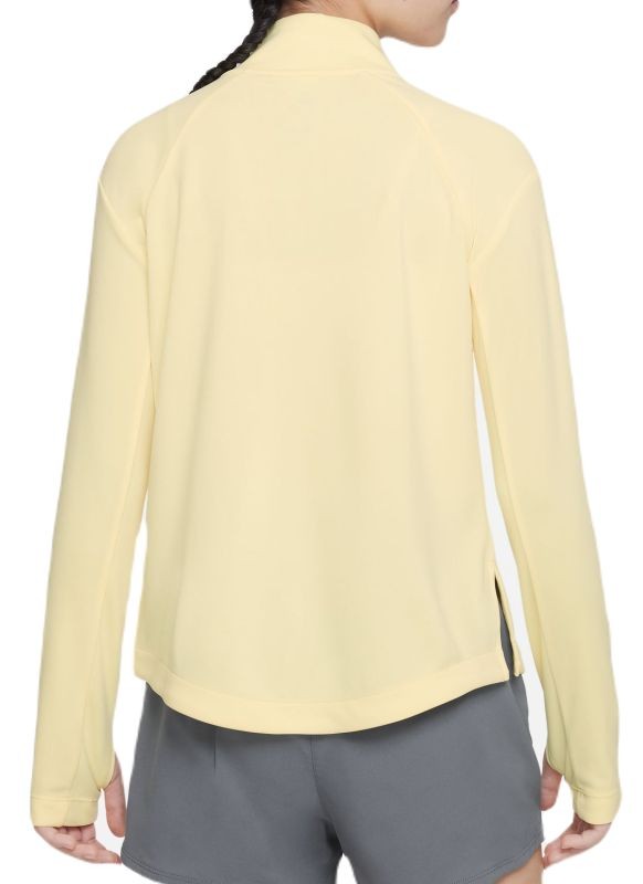 Теннисная футболка детская Nike Girls 1/2 Zip Long Sleeve Top citron tint/reflective silver