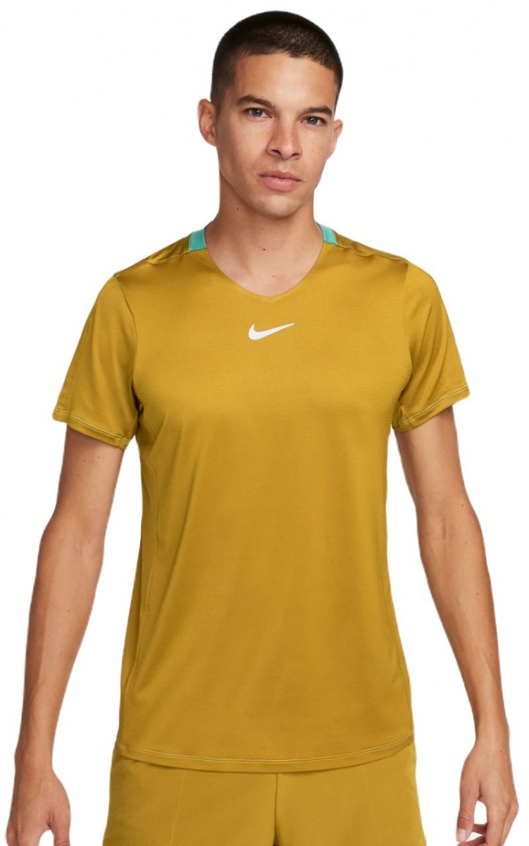 Теннисная футболка мужская Nike Advantage Crew Top bronzine/washed teal/white