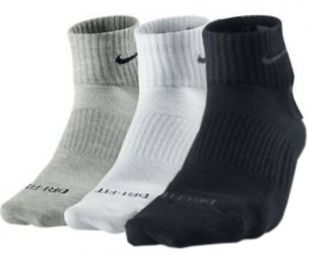 Nike Dri-Fit Cotton Lightweight Quarter 3-pack/black/white/grey Nike Dri-Fit Cotton Lightweight Quarter 3-pack/black/white/grey