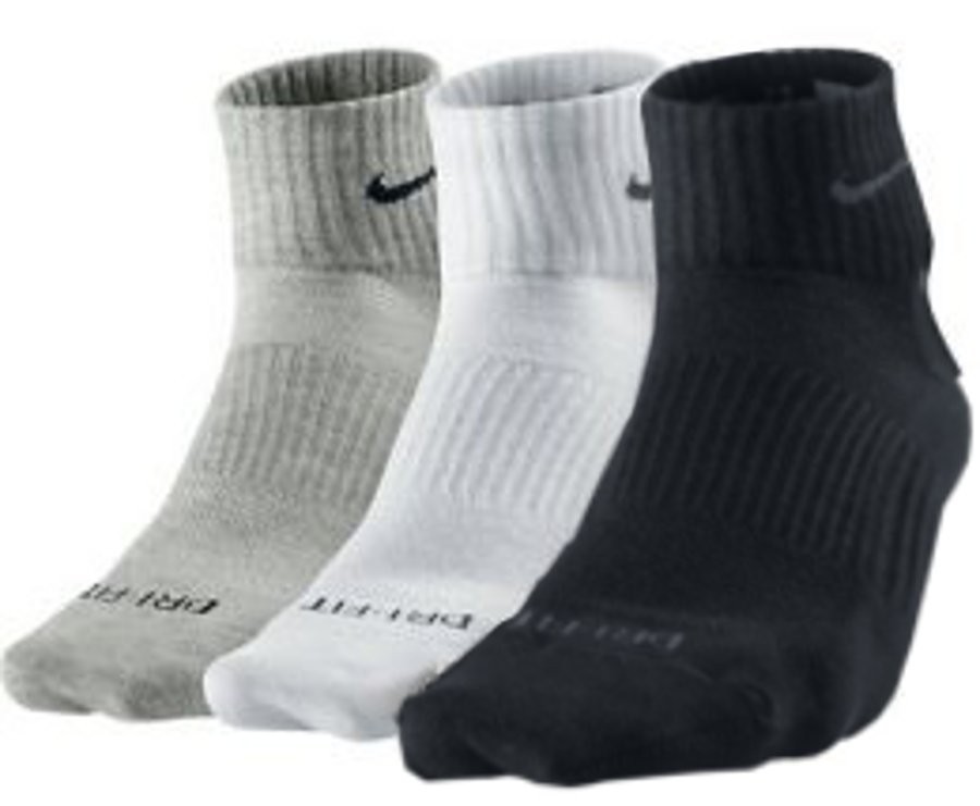 Nike Dri-Fit Cotton Lightweight Quarter 3-pack/black/white/grey