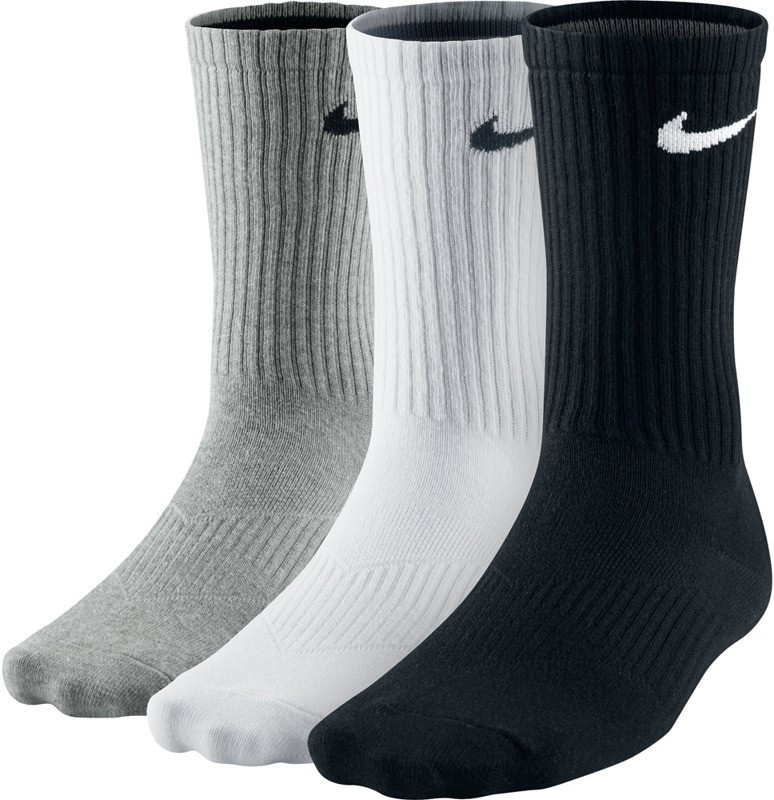 Nike Performance Cotton Lightweight Crew Socks 3-pack/black/white/grey
