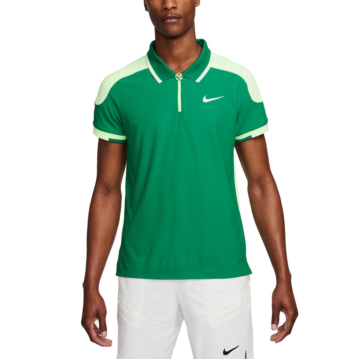 Теннисная футболка мужская Nike Court Slam ADV Tennis Polo malachite/barely volt/coconut milk/white