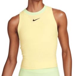 Теннисная майка женская Nike Court Slam Tennis Tank Top soft yellow/soft yellow/black