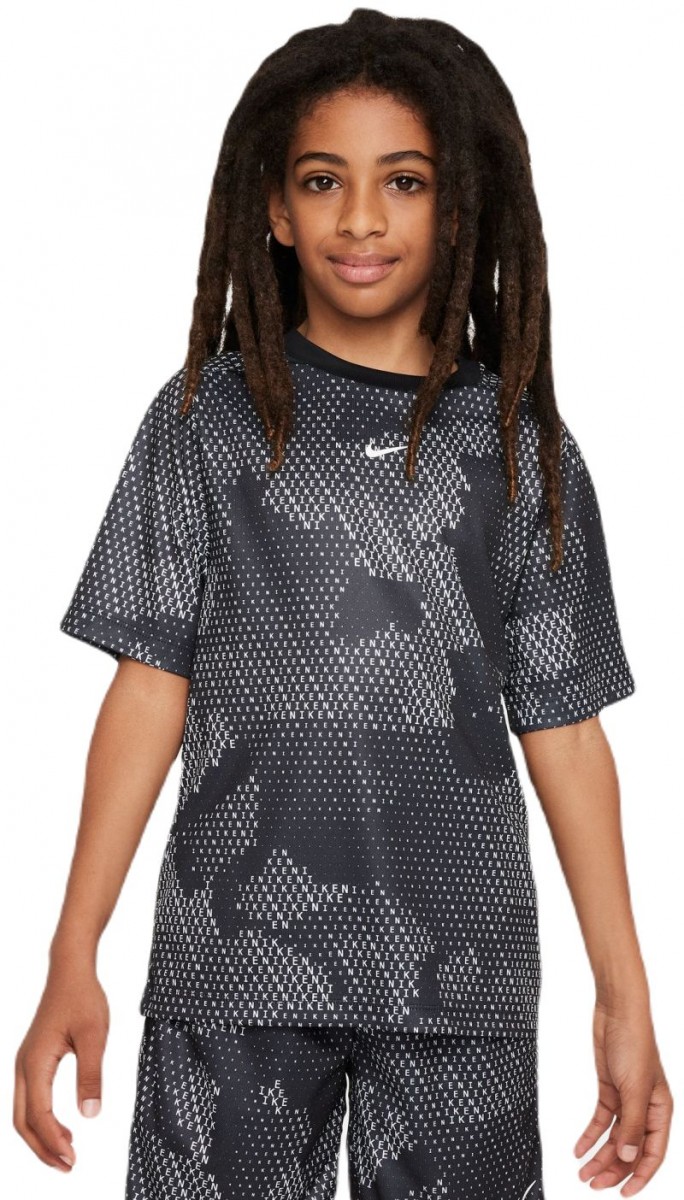 Теннисная футболка детская Nike Print Top black/white