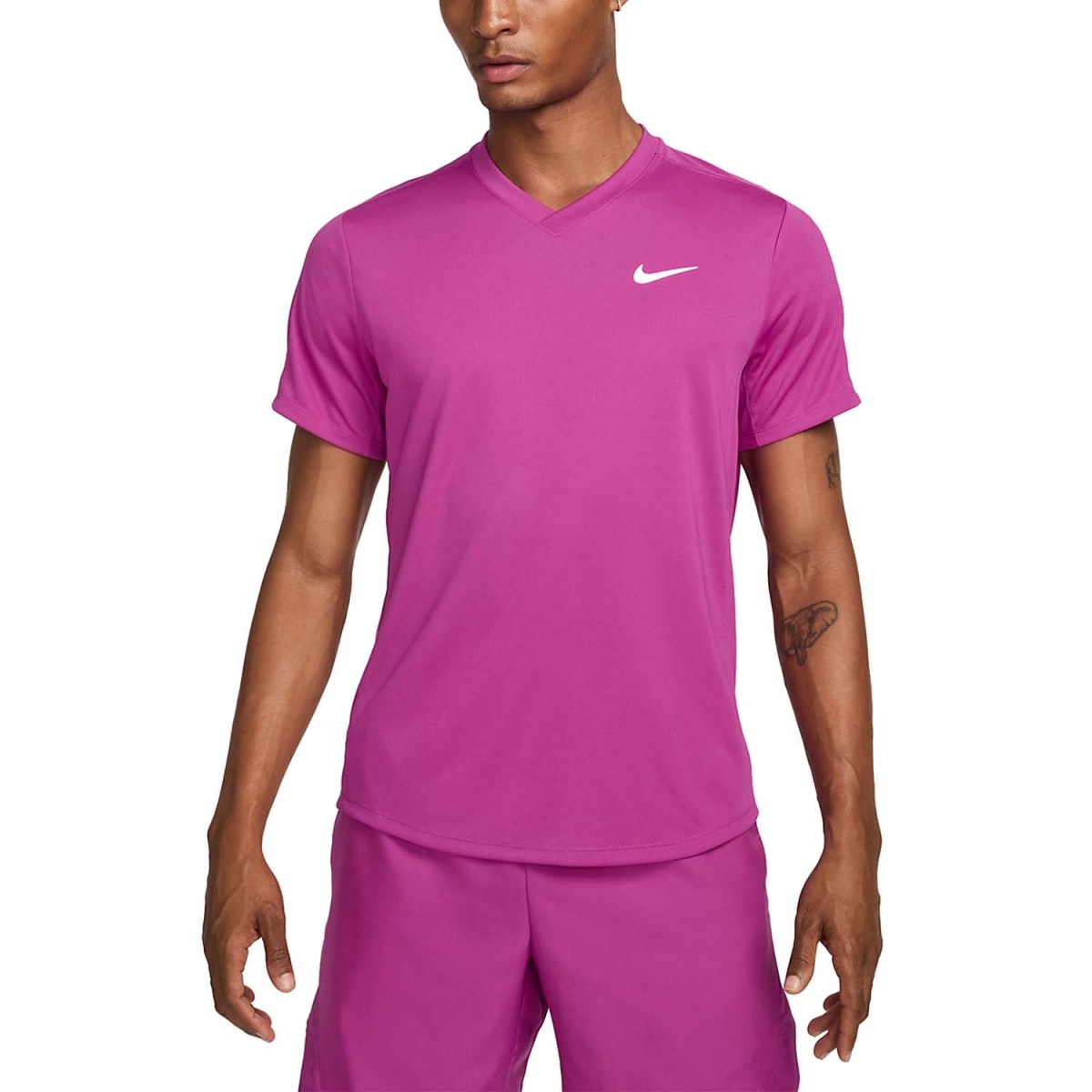 Теннисная футболка мужская Nike Court Victory Crew hot fuchsia/white