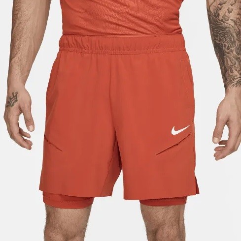 Теннисные шорты мужские Nike Court Slam RG 2-in1 Shorts rust factor/white