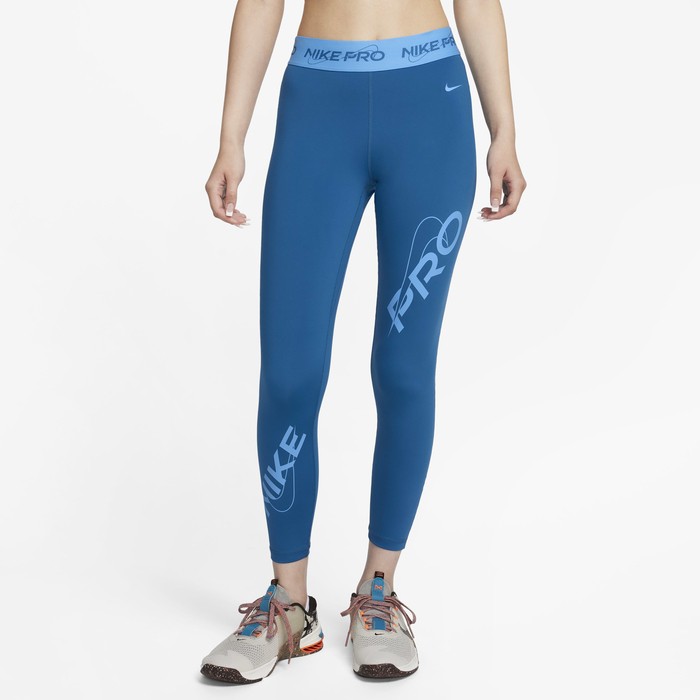 Легінси жіночі Nike Pro Mid-Rise 7/8 Graphic Leggings industrial blue/university blue