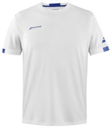 Тенісна футболка чоловіча Babolat Play Crew Neck T-Shirt Men white/blue Тенісна футболка чоловіча Babolat Play Crew Neck T-Shirt Men white/blue