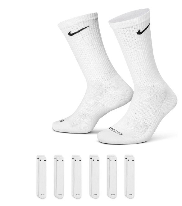 Nike Everyday Plus Cushioned Crew 6-pack/white