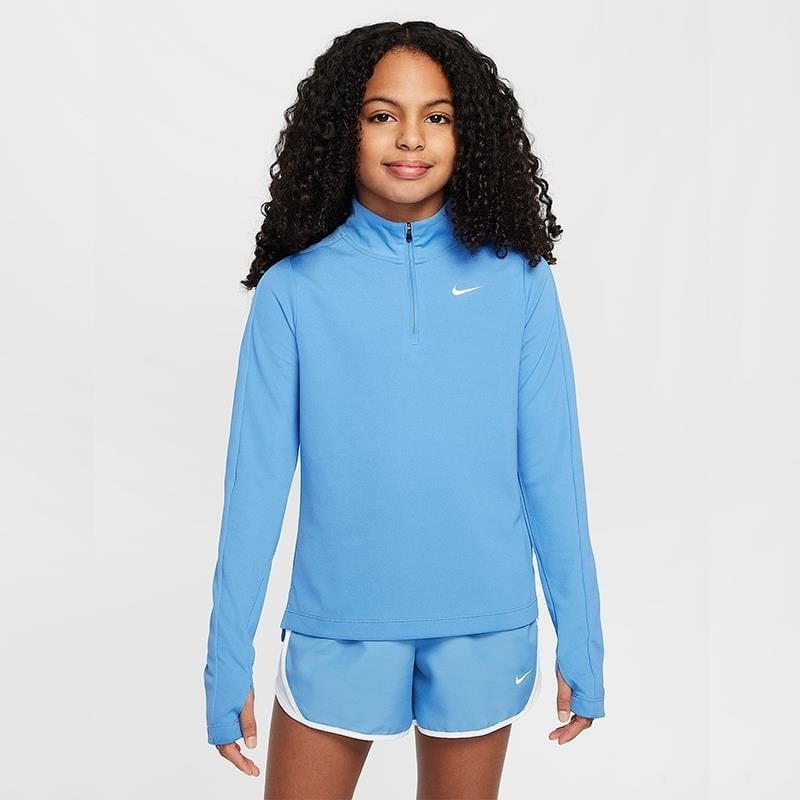 Теннисная футболка детская Nike Girl's Fall Half Zip blue/white
