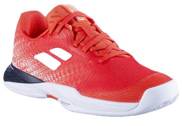 Дитячі тенісні кросівки Babolat Jet Mach 3 Грунт Junior strike red/white Дитячі тенісні кросівки Babolat Jet Mach 3 Грунт Junior strike red/white