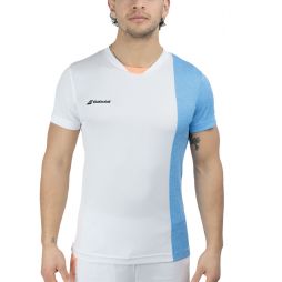 Теннисная футболка мужская Babolat Play Crew Neck T-Shirt Men white / blue