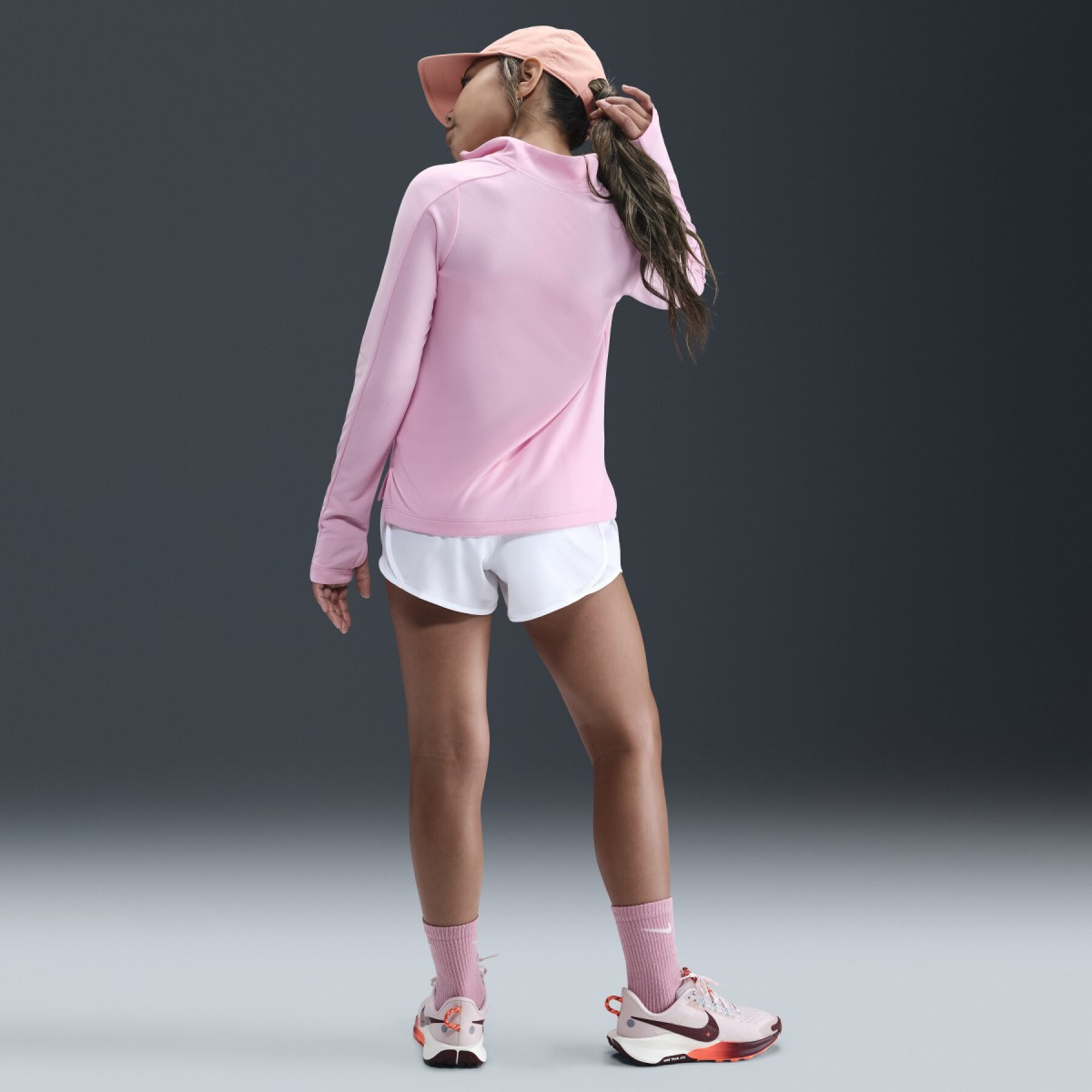 Теннисная футболка детская Nike Girl's Fall Half Zip med soft pink/white
