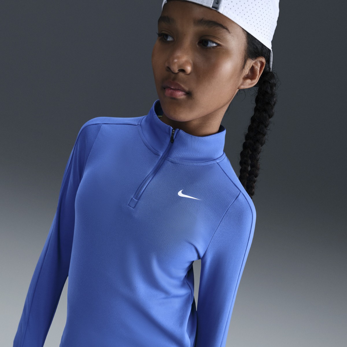 Теннисная футболка детская Nike Girl's Fall Half Zip comet blue/white