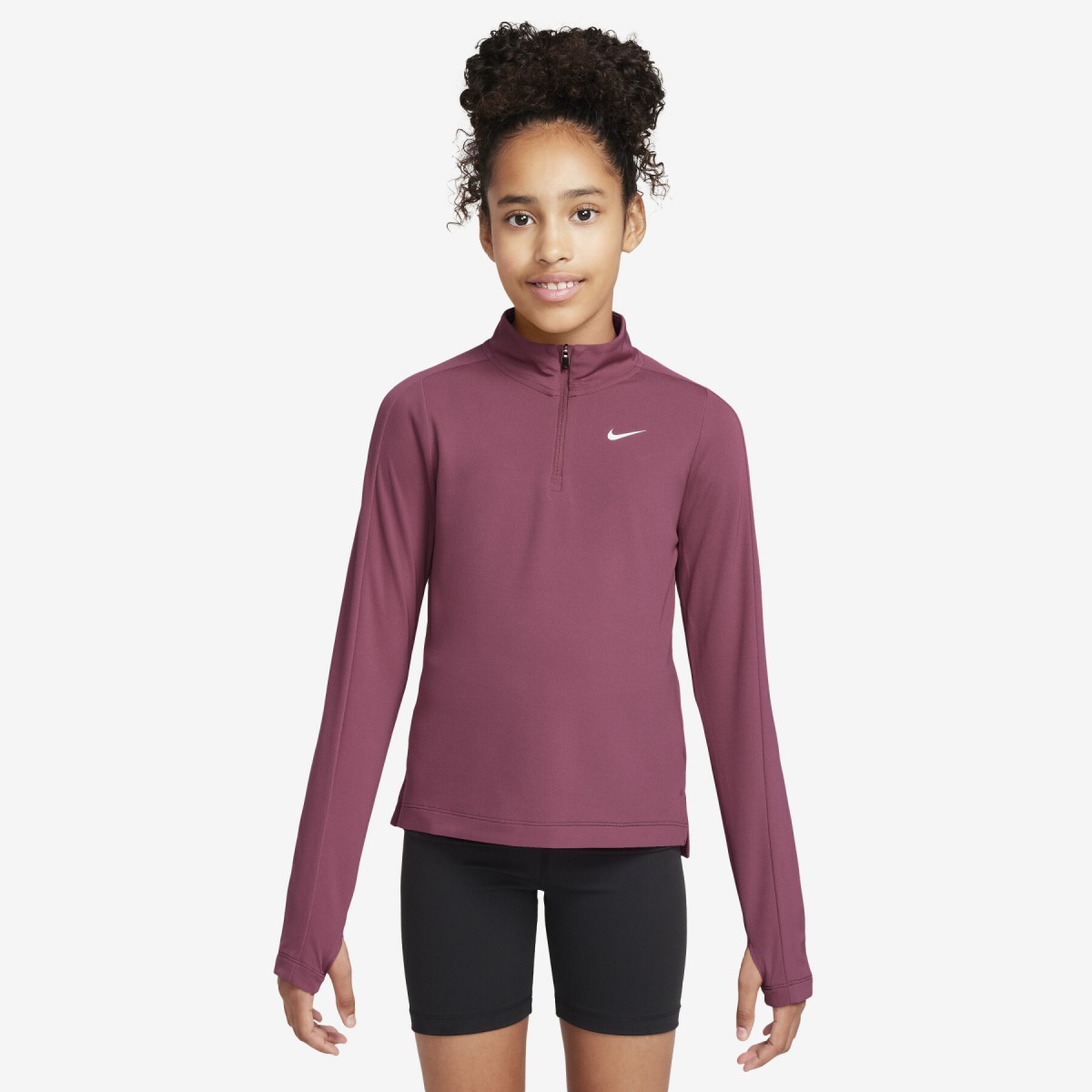 Теннисная футболка детская Nike Girl's Fall Half Zip sweet beet/white