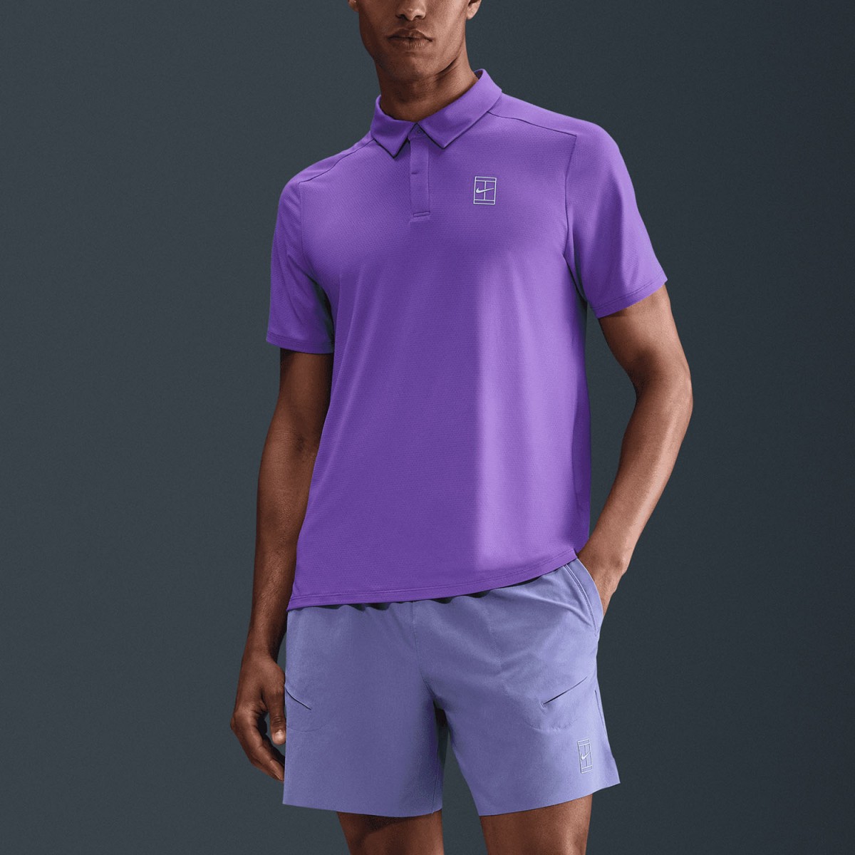 Теннисная футболка мужская Nike Court Advantage Polo action grape/white