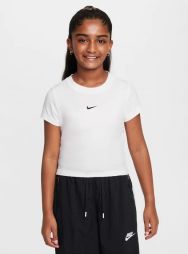 Теннисная футболка детская Nike Short Sleeve Slim Mod Crop Top white/black