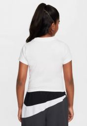 Теннисная футболка детская Nike Short Sleeve Slim Mod Crop Top white/black